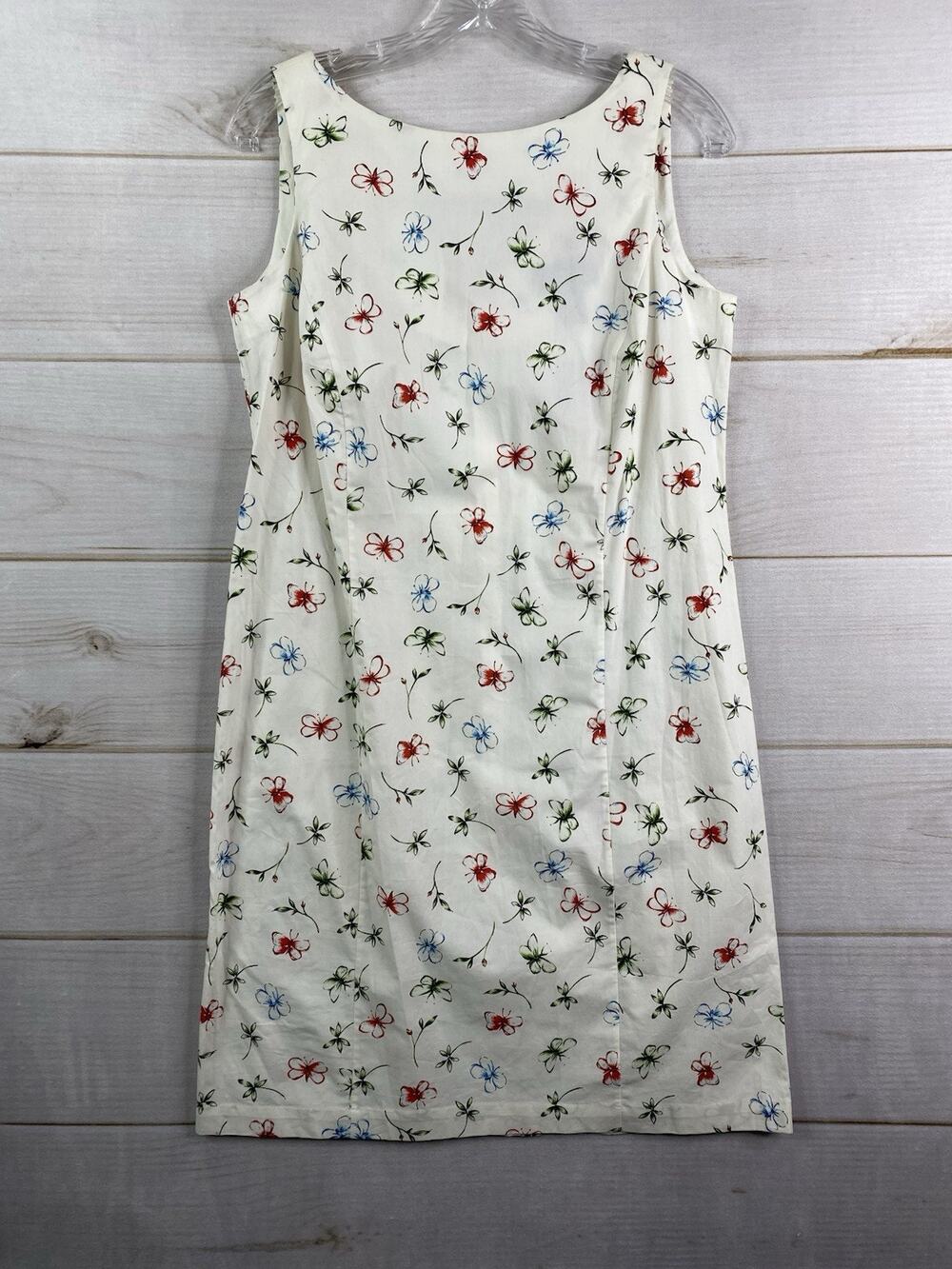 Hillard & Hanson Dress Womens 10 White Floral Butterflies Sleeveles Sundress NWT